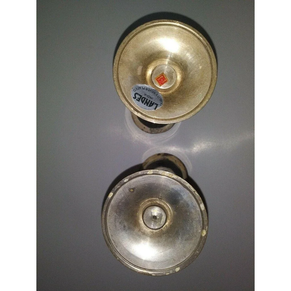 Vintage Landes 2 Tall Silver Plated and Brass Wine Cups Barware Made in India